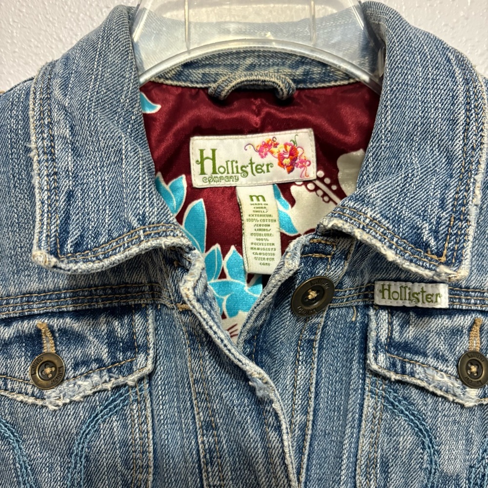 Hollister Vintage Y2K 3/4 Sleeve Cropped Denim Jacket Size Medium